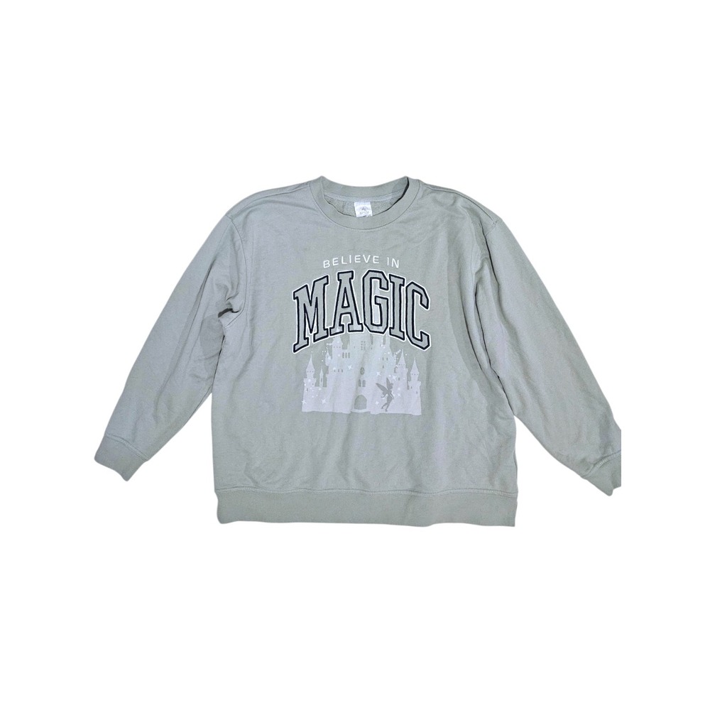 Disney Parks Believe In Magic Castle Tinker Bell Sweatshirt Sage Green XL